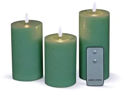 Anna's Collection LED kaars 3d flame rustiek set 7.5 cm jade groen 3 stuks Anna's Collection LED kaars 3d flame rustiek set 7.5 cm jade groen 3 stuks