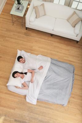 Materasso gonfiabile doppio floccato BESTWAY Horizon + Pompa elettrica Sidewinder + Borsa - 2 posti - Blu