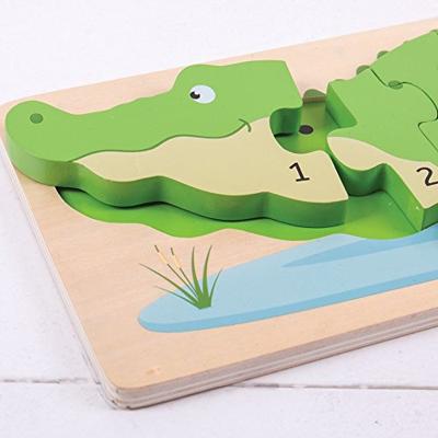 Bigjigs houten telpuzzel krokodil, 10st.