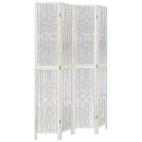 Kamerscherm met 4 panelen massief paulowniahout wit - thumbnail