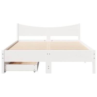 Bedframe met lades massief grenenhout wit 135x190 cm