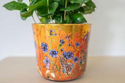 TS Collection bloempot dreamy hummingbird kunststof, metaal 23x20cm dreamy hummingbird