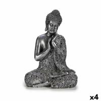 Decoratieve figuren Boeddha Zittend Zilverkleurig 22 x 33 x 18 cm (4 Stuks) - thumbnail