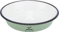 Trixie voer/waterbak plat emaille / rvs groen - thumbnail