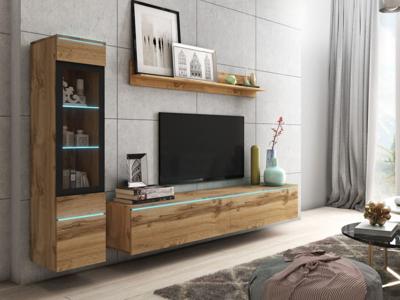 Tv-meubel set VITTORIO 4 deuren wotan eik met verlichting Tv-meubel set VITTORIO 4 deuren wotan eik met verlichting