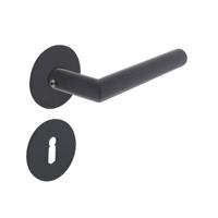 Deurkruk Jura met rozet zelfklevend ø55x2mm en sleutelrozetten structuur zwart - thumbnail