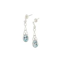 Zilveren Oorbellen Topaas Blauw Facet (40 mm) - 925 Sterling - thumbnail