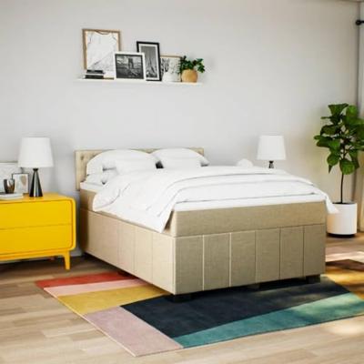 Boxspring met matras stof crèmekleurig 140x200 cm