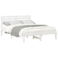 Bedframe met hoofdeinde Wit 140 x 190 cm Massief grenenhout - thumbnail