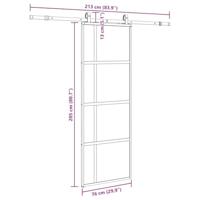 Schuifdeur met beslagset 76x205 cm gehard glas zwart - thumbnail
