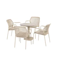 Manolo tafel 75x75x75 cm met 4 Barista stoelen latte - thumbnail