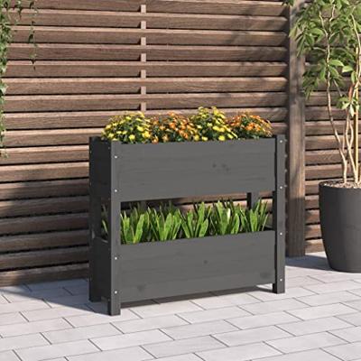 VidaXL Plantenbak 77x25x66 cm massief grenenhout grijs VidaXL Plantenbak 77x25x66 cm massief grenenhout grijs