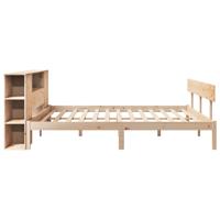 Bed met boekenkast zonder matras massief grenenhout 200x200 cm - thumbnail