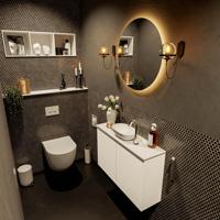 MONDIAZ FOWY toiletmeubel 80cm kleur talc. Waskom positie midden kleur talc | talc. Met 1 kraangat - thumbnail