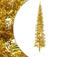 VidaXL Kunstkerstboom half met standaard smal 240 cm goudkleurig - thumbnail