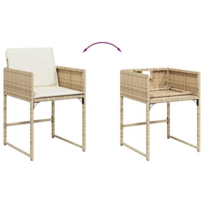 Tuinstoelen 4 st met kussens poly rattan beige - thumbnail