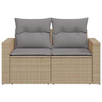 Tuinbank 2-zits met kussens poly rattan beige Tuinbank 2-zits met kussens poly rattan beige