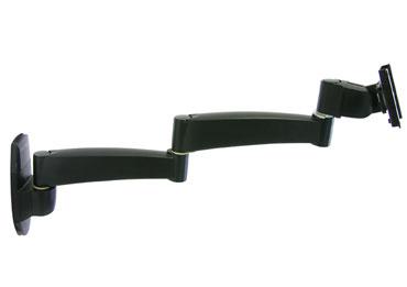 ERGOTRON zwenkarm serie 200 voor wandmontage 2 steunarmen zwart tot 68,6 cm 27 inch max.11,3 kg. VESA 75 x 75, 100 x 100 mm.