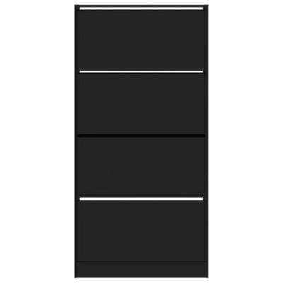 Schoenenkast met 4 klaplades 80x21x163,5 cm zwart