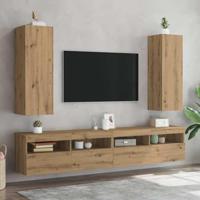 Tv-meubelen 2 st 30,5x30x90 cm bewerkt hout artisanaal eiken - thumbnail