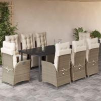 9-delige Tuinset met kussens poly rattan beige - thumbnail