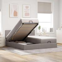 Ottoman bed met matrassen en LED's 160x200cm stof taupe - thumbnail