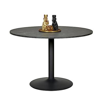 Bendt Ronde Eettafel 'Ivana' Marmerprint, Ø110cm, kleur Zwart Bendt Ronde Eettafel 'Ivana' Marmerprint, Ø110cm, kleur Zwart