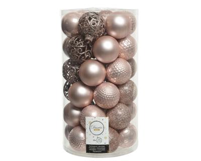 Kerstbal glans mix dia 6 cm poeder roze Decoris - Decoris