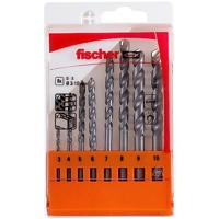 Fischer D-S 543027 Steen-spiraalboorset 8-delig 3 mm, 4 mm, 5 mm, 6 mm, 7 mm, 8 mm, 9 mm, 10 mm Cilinderschacht 1 set(s) - thumbnail