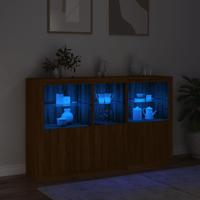 Dressoir met LED-verlichting 162x37x100 cm bruin eikenkleur - thumbnail