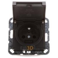 Gira 1-voudige stopcontact met penaarde antraciet klapdeksel Belgie - thumbnail