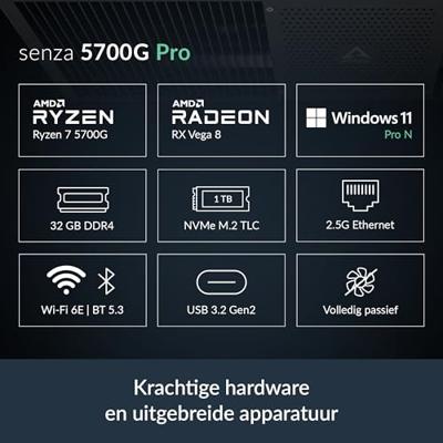 Arctic Mini-PC (HTPC) ACPCC00006A AMD Ryzen 7 Pro 5700G 4.5 GHz 32 GB RAM 1 TB SSD AMD Radeon RX Vega 8 Niet beschikbaar ACPCC00006A