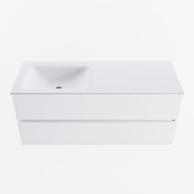 MONDIAZ VICA 120cm badmeubel onderkast Talc 2 lades. Wastafel CLOUD links 1 kraangat, kleur Talc.