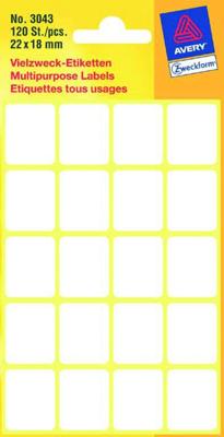 Etiket avery 3043 22x18mm wit 120st | 10 stuks