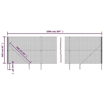 Draadgaashek met grondankers 1,6x10 m antracietkleurig