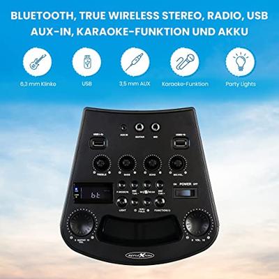 Reflexion PS07BT Karaokesysteem Incl. karaoke-functie, Incl. microfoon, Sfeerverlichting, Oplaadbaar