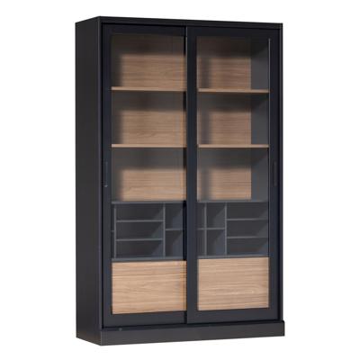 Woood James vitrinekast Zwart/Walnoot
