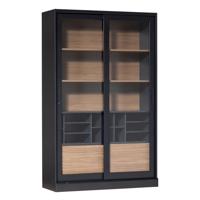 Woood James vitrinekast Zwart/Walnoot - thumbnail