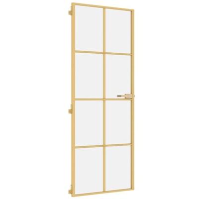 VidaXL Binnendeur smal 76x201,5 cm gehard glas en aluminium goudkleur