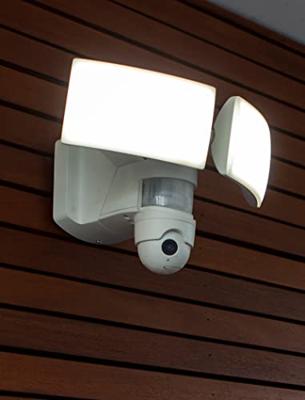 Lamp met camera buiten breedstraler &apos;Libra&apos; wit verstelbaar