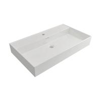 Wastafel Hangend Plieger Kansas 80x45cm Keramiek met Overloop Mat Wit 1 Kraangat - thumbnail