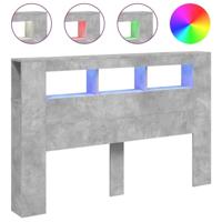 Hoofdeinde met LED 160x18,5x103,5 cm bewerkt hout betongrijs - thumbnail