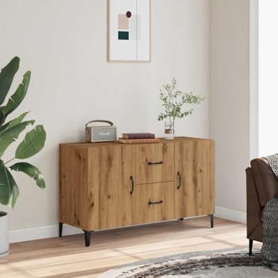 Dressoir 100x36x60 cm bewerkt hout artisanaal eikenkleurig