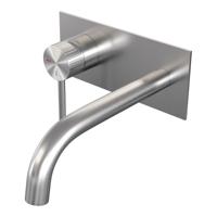 Brauer Stripe inbouw wastafelmengkraan met gebogen uitloop en afdekplaat model A2 RVS-kleurig geborsteld PVD - thumbnail
