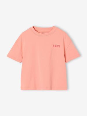 Effen Basics meisjesshirt met korte mouwen abrikoos