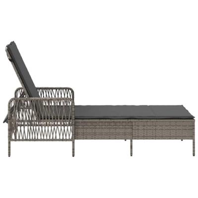 Ligstoel Grijs en Donkergrijs 55 x 200 x 92 cm poly rattan