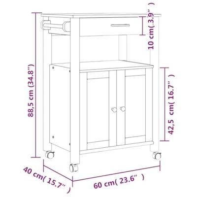 Keukentrolley MONZA 60x40x90 cm massief grenenhout Keukentrolley MONZA 60x40x90 cm massief grenenhout