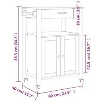 Keukentrolley MONZA 60x40x90 cm massief grenenhout - thumbnail