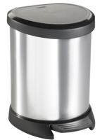 Pedaalemmer Decobin Ovaal 5Ltr met binnenemmer Zilver Metallic Curver - thumbnail