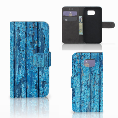 Samsung Galaxy S6 Edge Book Style Case Wood Blue Samsung Galaxy S6 Edge Book Style Case Wood Blue